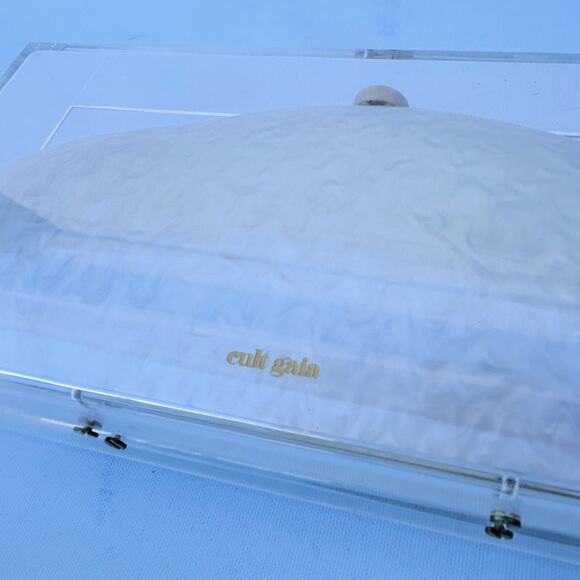 Cult Gaia Annika Clear Acrylic Pearl Clutch Rectangular Purse Transparent - Picture 12 of 15